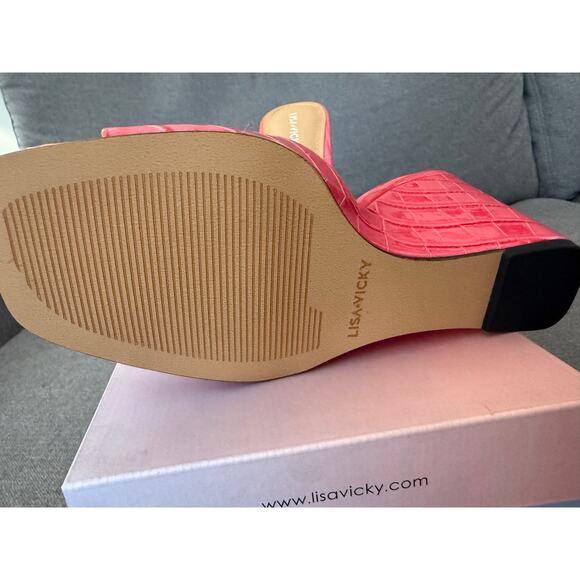 NEW Lisa Vicky Nordstrom Adore-V Croco Wedge‎ Sandals Black Patent Leather 7 - Picture 5 of 7